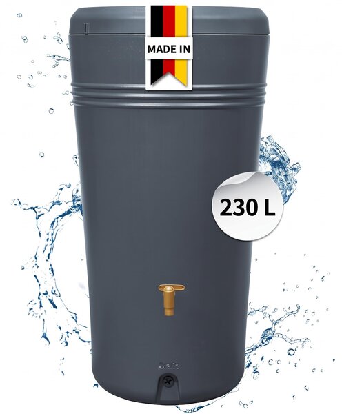 4rain AZURA 2in1 serbatoio per pioggia 230 litri grigio grafite incl. ciotola per piante