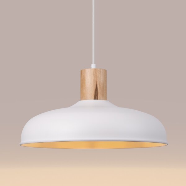 Sollux SL.1323 - Lampadario a sospensione con filo INDY 1xE27/15W/230V diametro 38 cm bianco