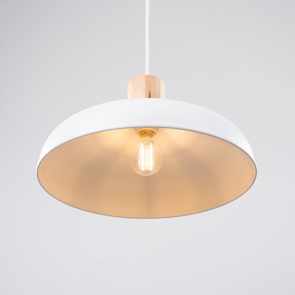 Sollux SL.1323 - Lampadario a sospensione con filo INDY 1xE27/15W/230V diametro 38 cm bianco
