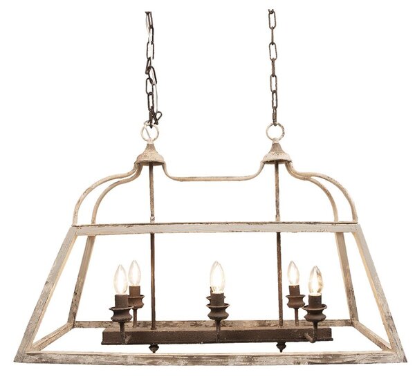 Clayre & Eef Lampada a sospensione 87x35x60 cm Legno Bianco Marrone