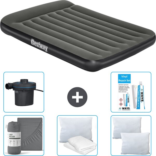 Materasso gonfiabile Bestway - Letto alla francese - 137 x 191 x 30 cm - Verde - Accessori inclusi