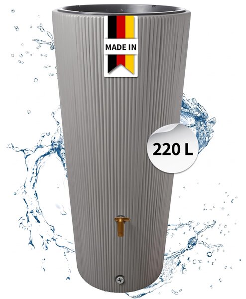 4rain VASO DECOR 2in1 serbatoio per pioggia 220 litri grigio zinco incl. ciotola per piante