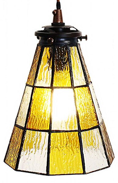 Clayre & Eef lampada a sospensione Tiffany Ø 15x115 cm in vetro giallo marrone