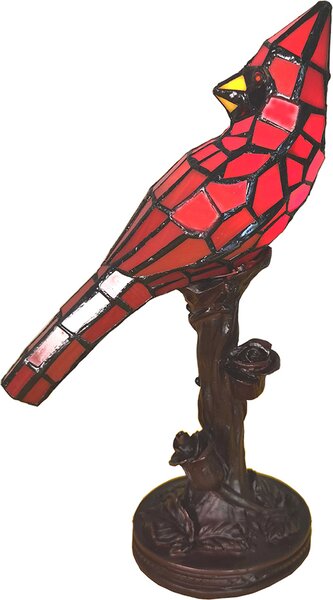Clayre & Eef Lampada da tavolo Tiffany Bird 15x12x33 cm Plastica rossa
