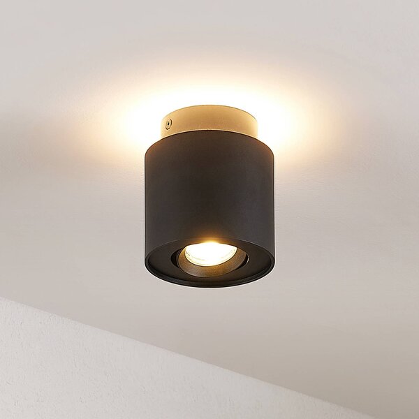 Arcchio plafoniera Walisa, Ø 10 cm, nero, metallo, GU10 Walisa Arcchio, dimmerabile, Nero, Soggiorno / Sala da pranzo, Alluminio, Moderno, Faretto