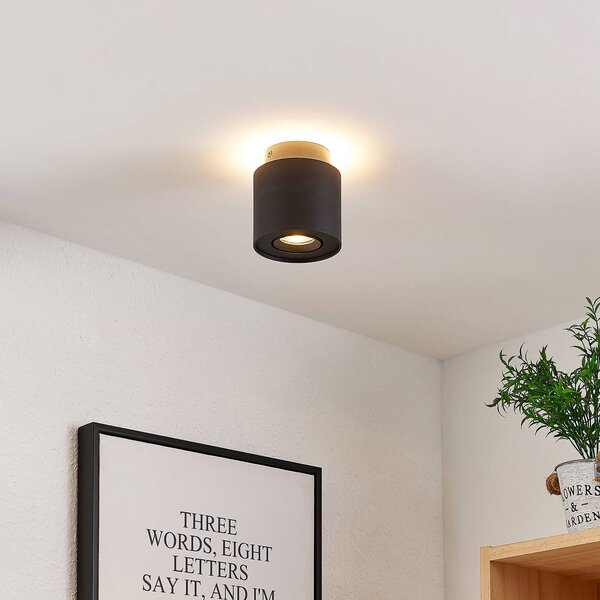 Arcchio plafoniera Walisa, Ø 10 cm, nero, metallo, GU10 Walisa Arcchio, dimmerabile, Nero, Soggiorno / Sala da pranzo, Alluminio, Moderno, Faretto
