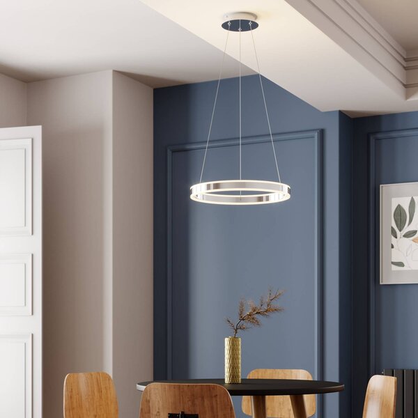 Lucande Lampada LED a sospensione Lyani, Ø 50 cm, cromo, dimmerabile Lyani Lucande,, Cromo / Argento, Soggiorno / Sala da pranzo, Metallo, Moderno