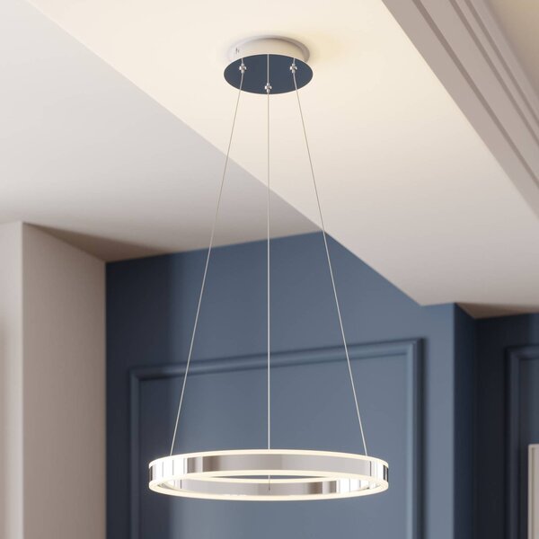 Lucande Lampada LED a sospensione Lyani, Ø 50 cm, cromo, dimmerabile Lyani Lucande,, Cromo / Argento, Soggiorno / Sala da pranzo, Metallo, Moderno