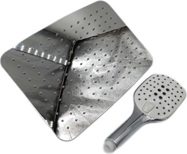 JOHO 304 Colonna Doccia senza Miscelatore in Acciaio Inox 304 Cromato Set Doccia a Pioggia con Soffione e Doccetta a Mano 35×25cm