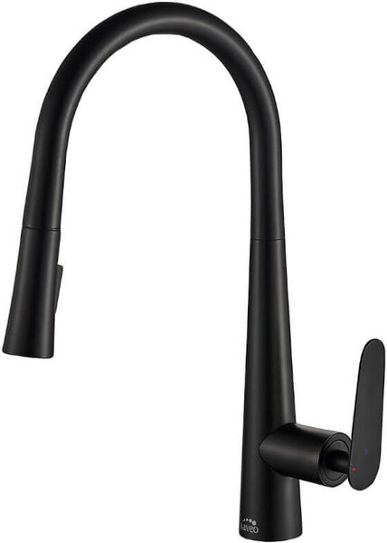 NALDA U' miscelatore per lavello a pavimento con doccetta estraibile Vetroceramica, nero, 415 mm, efficienza energetica, BAY_769D