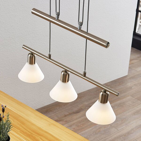 Lampada a sospensione Delira Lindby, dimmerabile, Alluminio / Grigio / Zincato, Soggiorno / Sala da pranzo, Metallo, Moderno, Lampada a sospensione