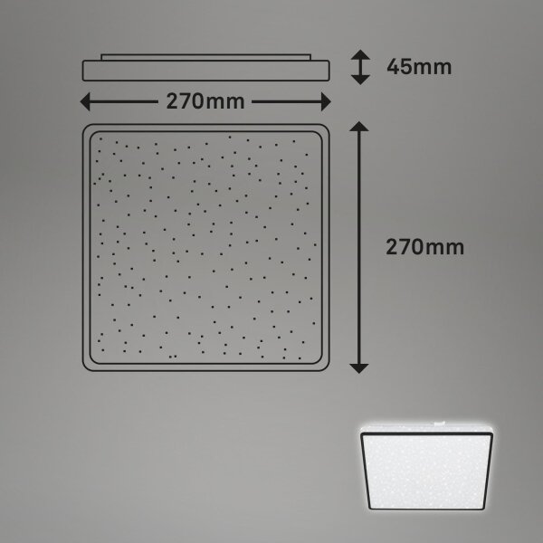 Briloner 3748-415 - Plafoniera LED STAR SKY LED/15W/230V 27x27 cm nera