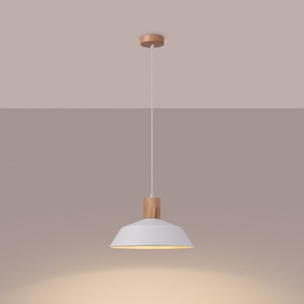 Sollux SL.1321 - Lampadario a sospensione con filo FANO 1xE27/15W/230V diametro 34 cm bianco