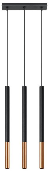 Lampada a sospensione MOZAICA 3L nero/rame 3xG9 8W acciaio 90x5x30cm Sollux Lighting