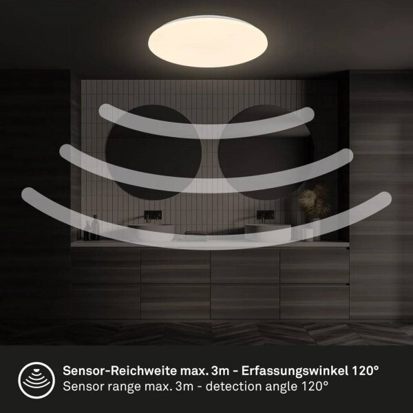 Briloner 3828-016-LED Plafoniera da soffitto per bagno con sensore WALK LED/24W/230V IP54, diametro 35 cm