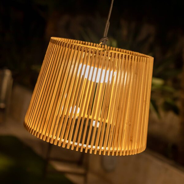 Newgarden Okinawa Lampada a sospensione da esterno ricaricabile in bambù Okinawa, dimmerabile, Legno chiaro, bambù