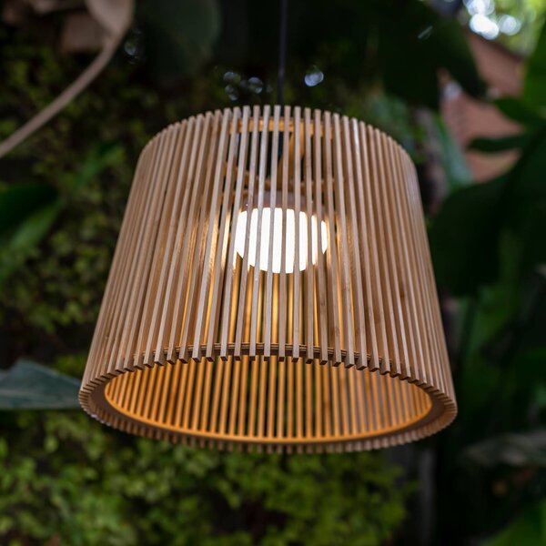 Newgarden Okinawa Lampada a sospensione da esterno ricaricabile in bambù Okinawa, dimmerabile, Legno chiaro, bambù