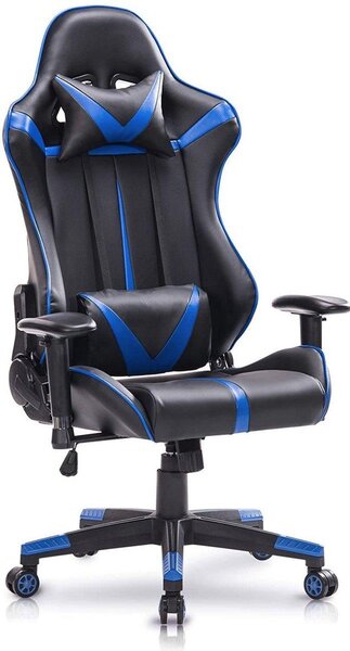 Sedia da gioco Bolt Edge – Blu/Nero – Schienale e braccioli – Regolabile – Ergonomica