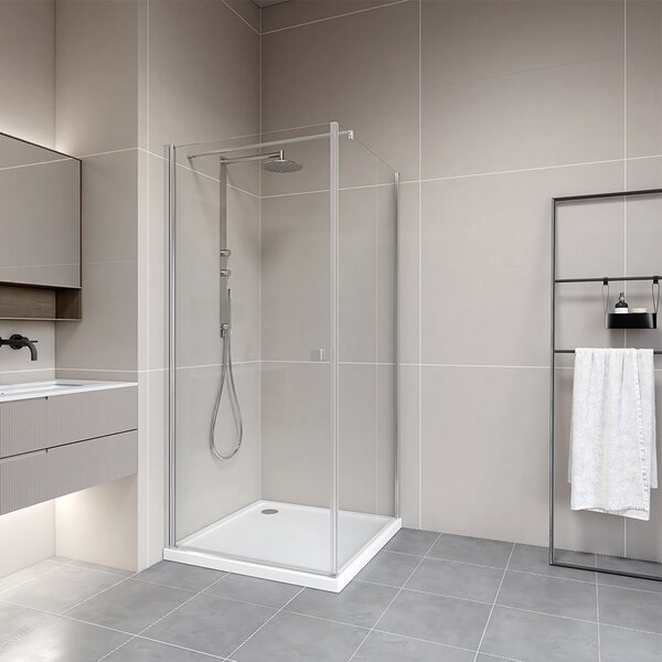 Schermo doccia 90 cm MARWELL schermo laterale YORK II schermo laterale cromato - 90x190cm - installabile a testa in giù - profilo a parete regolabile - profili in alluminio di alta qualità