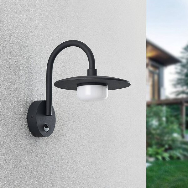 Lucande applique da esterno Zamalino, 31 cm, antracite, sensore Zamalino Lucande, dimmerabile, Nero, Alluminio, Moderno
