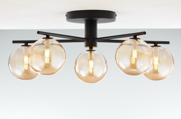 Jupiter 2047 - Lampadario a plafone PRATO 5xG9/10W/230V nero/beige