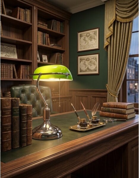 BRILAGI - Lampada da scrivania BANK OFFICE 1xE27/60W/230V nera/argento/verde