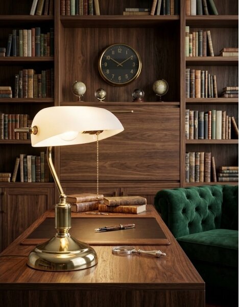 BRILAGI - Lampada da tavolo BANK OFFICE 1xE27/60W/230V dorata/bianca