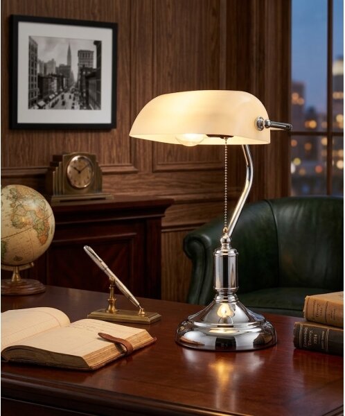 BRILAGI - Lampada da tavolo BANK OFFICE 1xE27/60W/230V cromo lucido/bianco