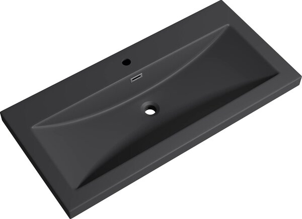 Doporro Lavabo ad Incasso Soprapiano Lavabo Bagno da Appoggio Rettangolare 100x48x13 cm Antracite Opaco, Lavandino in Marmoresina con Foro Rubinetto e Troppopieno Colossum01