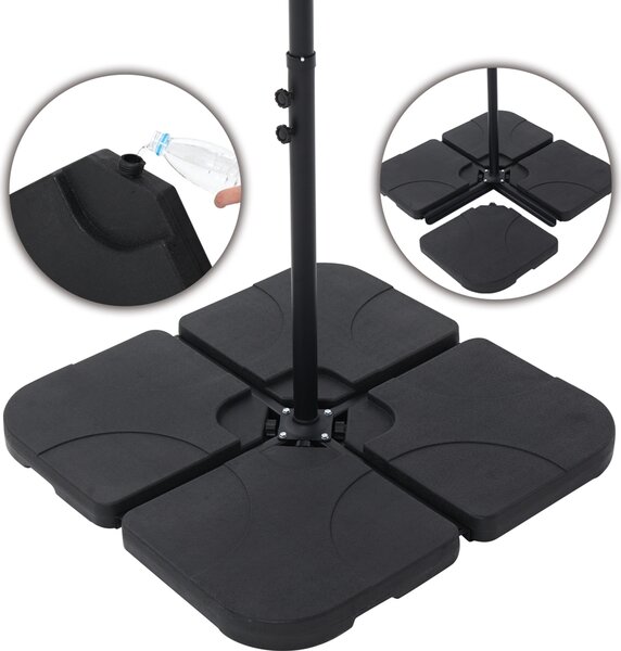 Set di 4 portaombrelli, riempibile con 60 litri d'acqua o 80 kg di sabbia Base incrociata