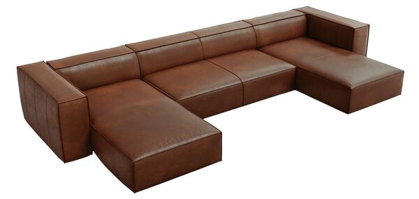 Divano angolare in pelle marrone cognac (a U) Madame - Windsor & Co Sofas