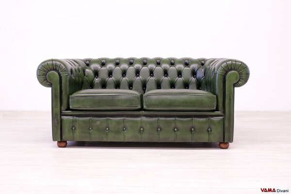 Divano Chesterfield 2 posti verde inglese