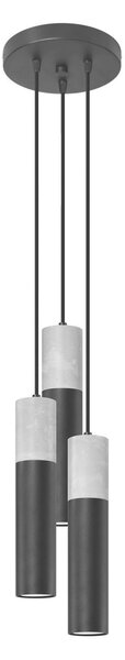 Lampada a sospensione BORGIO 3P nero 3xGU10 10W acciaio/cemento 110x20x20cm Sollux Lighting