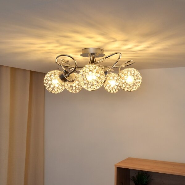 Lampadario a plafone SOPHIA 5xE27/15W/230V cromo lucido/limpido