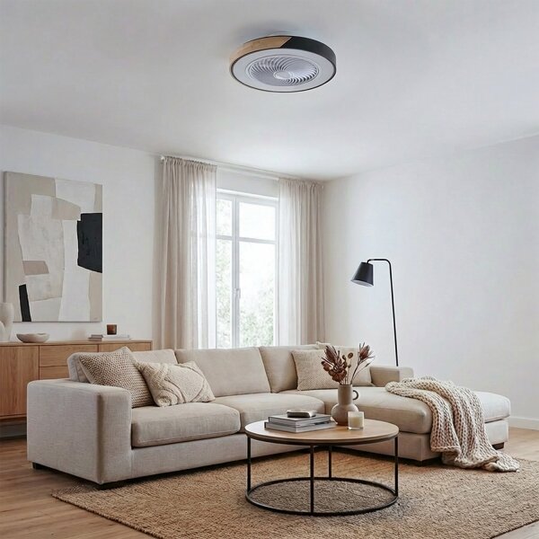 Brilagi-LED Dimmerabile lampada a LED con ventilatore LED/30W/230V 3000-6500K nero/rovere +telecomando