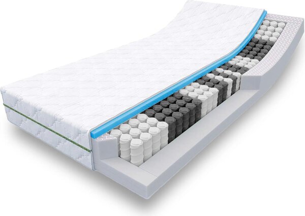 Materasso a 7 zone con nucleo a molle insacchettate Sleezzz Smart 90 x 190 cm, altezza 21 cm, livello di rigidità H2/H3