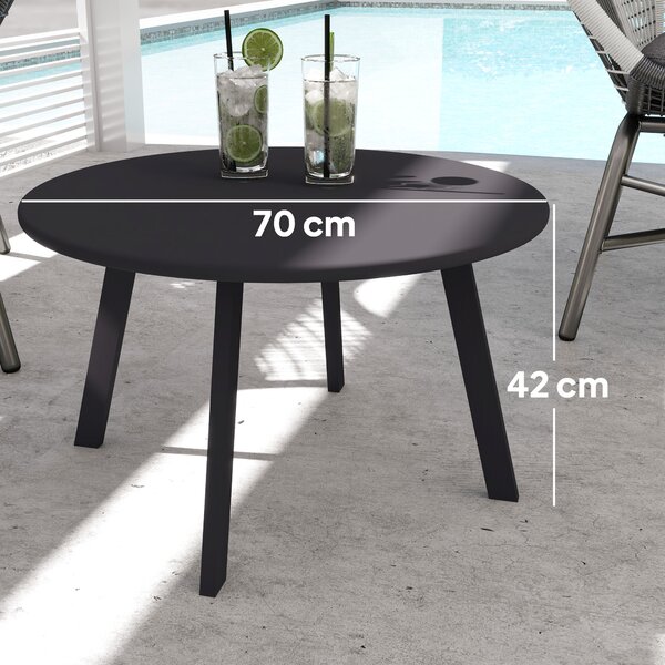 Outsunny Tavolino da Giardino Rotondo in stile Industriale con Piedini Antiscivolo, in Metallo, Ø70x42 cm, Nero