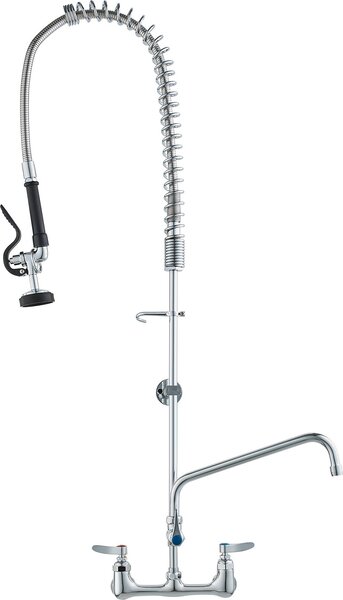 VEVOR Rubinetto commerciale con doccetta prelavello, altezza 111 cm, centro 203 mm, bocca girevole 305 mm, montaggio a parete Rubinetto per lavello, struttura in ottone con doccetta estraibile, per lavello a 1/2/3 scomparti