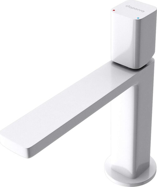 Doporro Miscelatore Monocomando per Lavabo Bagno Senza Leva, Rubinetto con Flessibili Acqua Calda Fredda in Ottone Bianco H 19,6 cm WAO-7901