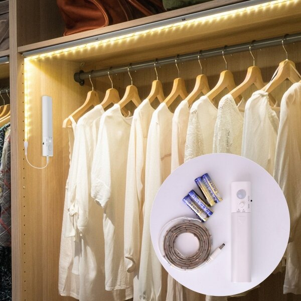 Aigostar - Striscia LED dimmerabile con sensore 1m LED/2W/4xAAA 3000K IP65