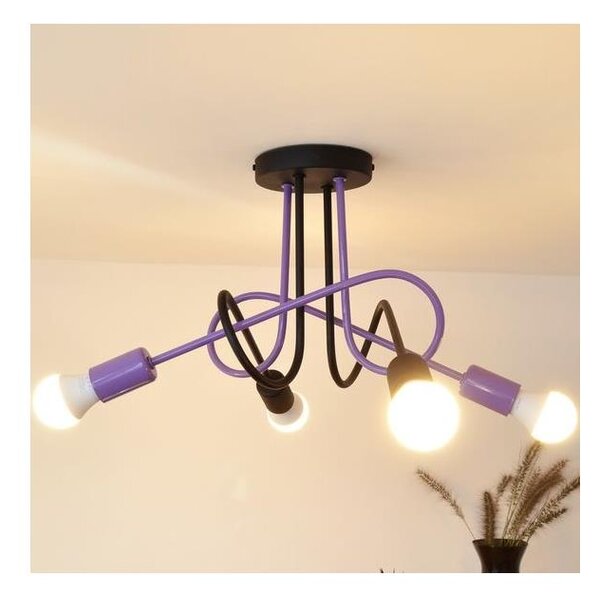 Lampadario a plafone OXFORD 4xE27/15W/230V nero/viola