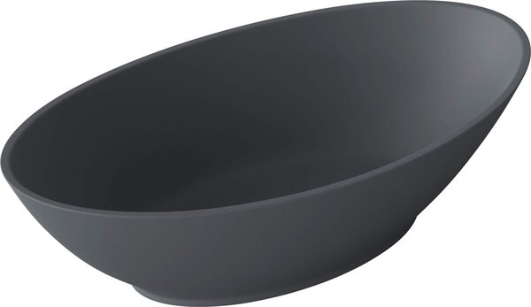 Doporro Lavabo da Appoggio, Lavandino Bagno 62.5x34.5x17.5cm, Lavabo Ovale da Minerale Fuso Colossum807, Antracite Opaco