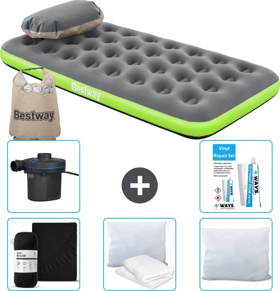 Materasso gonfiabile Bestway - 1 persona - 99 x 188 x 22 cm - grigio/verde - accessori inclusi