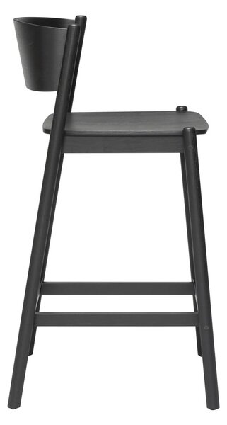 Sgabello da bar nero in legno di quercia altezza seduta 75 cm Oblique - Hübsch