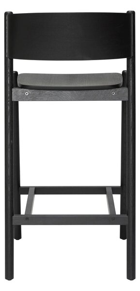 Sgabello da bar nero in legno di quercia altezza seduta 75 cm Oblique - Hübsch