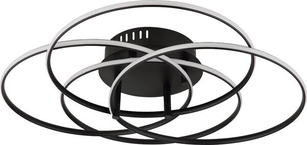 Plafoniera LED, alluminio, nero, bianco neutro, P 51,5 cm