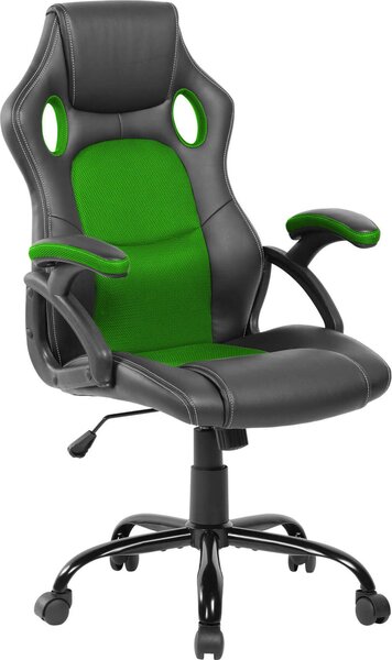 Sedie da ufficio con rotelle Rebecca Mobili in similpelle e nylon, nero e verde