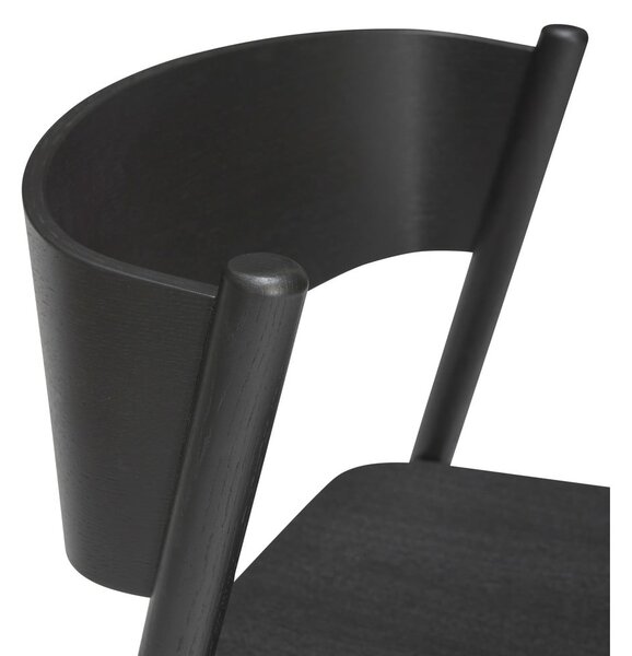 Sgabello da bar nero in legno di quercia altezza seduta 75 cm Oblique - Hübsch