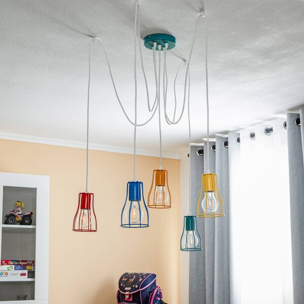 Lampada a sospensione Tube HELAM, dimmerabile, Multicolore, Soggiorno / Sala da pranzo, Metallo, Giovanile, Lampada a sospensione