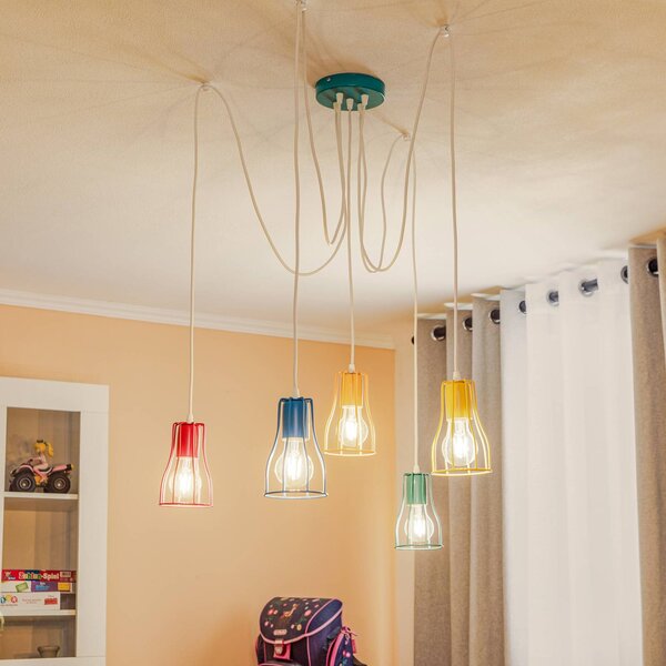Lampada a sospensione Tube HELAM, dimmerabile, Multicolore, Soggiorno / Sala da pranzo, Metallo, Giovanile, Lampada a sospensione